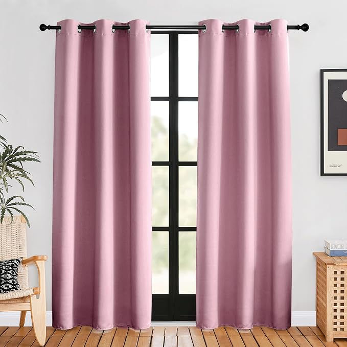 NICETOWN Blackout Curtains for Bedroom, Rouge Pink, 42 W by 80 L, Thermal by NICETOWN