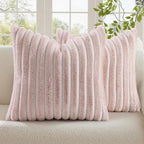 decorUhome Summer Cozy Faux Fur Throw Pillow Covers 24x24 Set of 2 Decorative by decorUhome