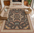 Brown Large 8x10 Living Room Area Rug, Unique Washable Insect Rugs - Image 3