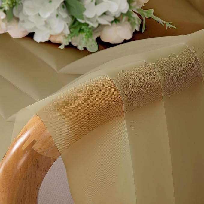 Simplebrand Gold Sheer Curtains 108 Inches Long, Extra Long Rod Pocket Solid - Image 6