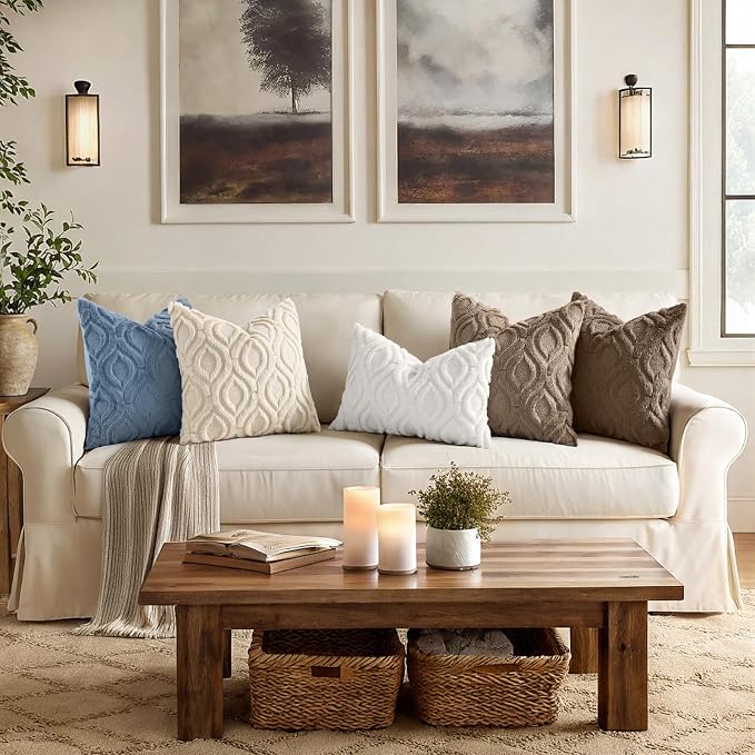 decorUhome Throw Pillow Covers 12x20 Inch Set of 2, Soft Plush Faux Wool Dusty - Image 3