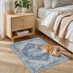 2x3 Area Rugs Living Room Rug: Washable Vintage Boho Medallion Rug No Slip - Image 3