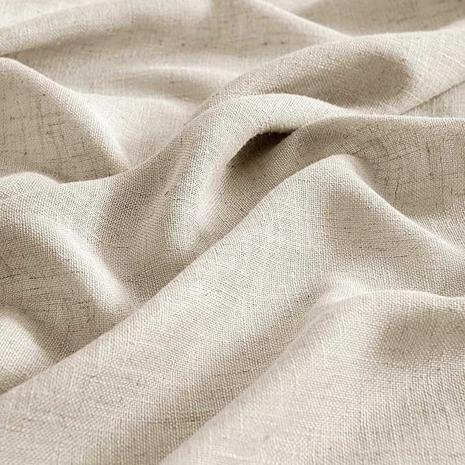 MIULEE Beige Linen Curtains 45 Inch Length 2 Panels - Image 4
