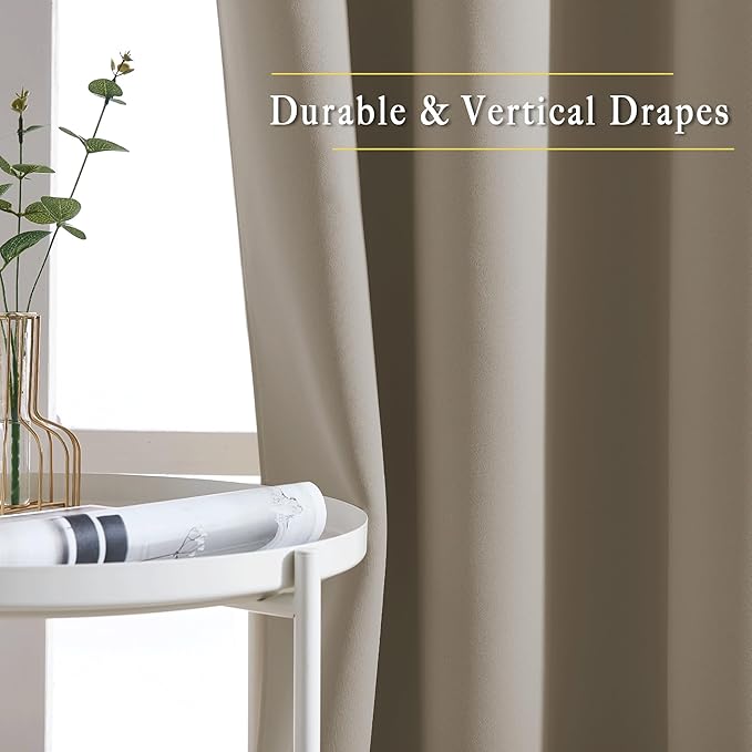 NICETOWN Taupe Room Darkening 102 inch Curtains, Grommet Thermal Curtains - Image 5