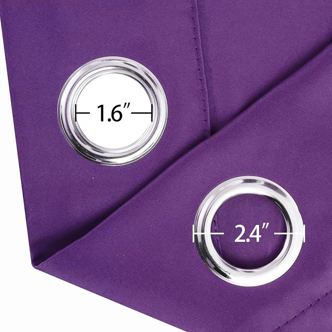 LEMOMO Blackout Curtains 66 x 54 Inch Long Purple Curtains Set of 2 Panels Room - Image 5