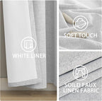 Yakamok White Linen Curtains 100% Blackout 63 Inches Long, Room Darkening - Image 5