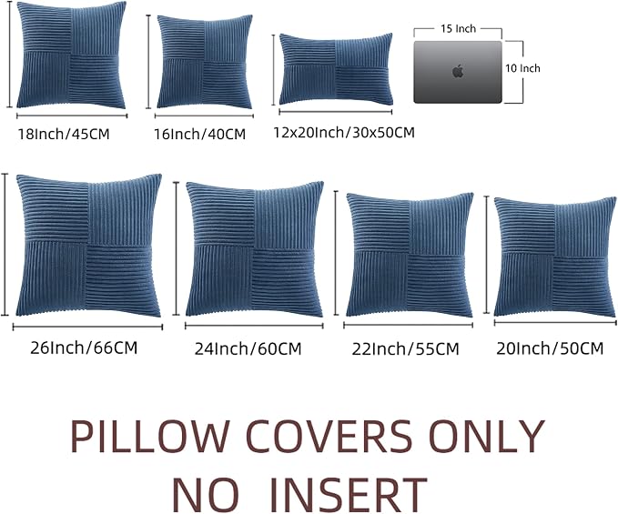Fancy Homi 2 Packs Dusty Blue Big Decorative Throw Pillow Covers 24x24 Inch - Image 6