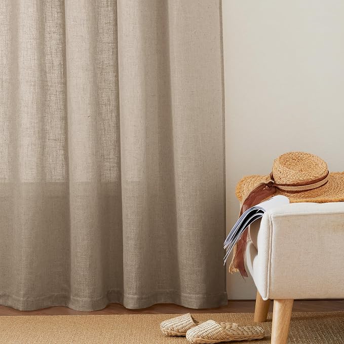RYB HOME Semi Sheer Linen Blend Curtains - Image 7