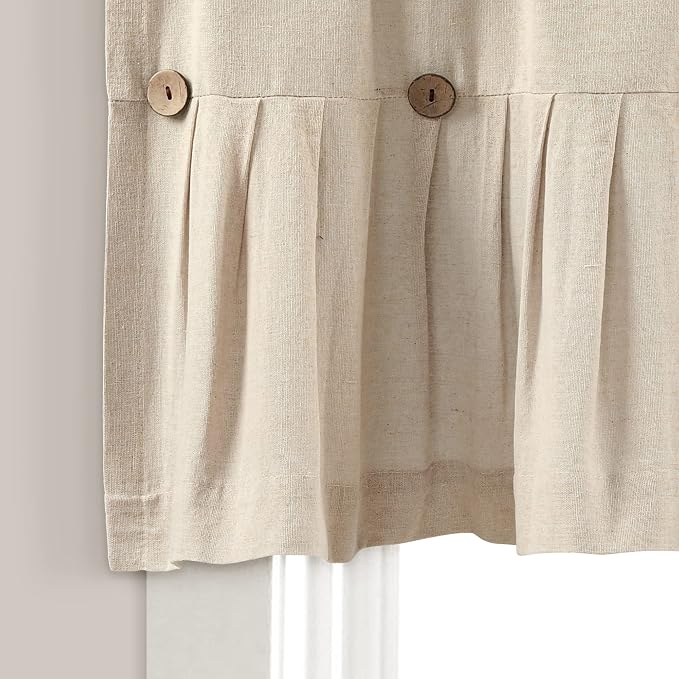 Lush Decor Linen Button Farmhouse Valance Curtians 52"W x 18"L Dark Linen - Image 5