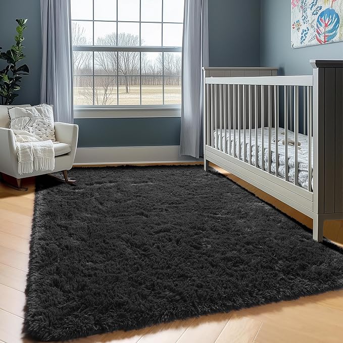 ONASAR Black 8x10 Area Rugs for Living Room, Large Fluffy Shag Bedroom Rug - Image 6