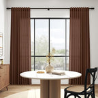 Mocha Brown Linen Curtains Semi Sheer96 Inches 2 Panels - Image 6