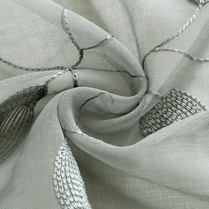 HOMEIDEAS Sage Green Sheer Kitchen Curtains 30 X 36 Inch Length 2 Panels - Image 6