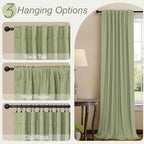 Light Sage Blackout Curtains for Bedroom Aesthetic 54 Inch Long 2 Panel Thermal - Image 6
