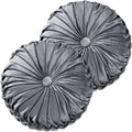 HIG Set of 2 Decorative Round Pleated Throw Pillows, Classy Accent Pumpkin by HIG