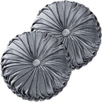 HIG Set of 2 Decorative Round Pleated Throw Pillows, Classy Accent Pumpkin by HIG