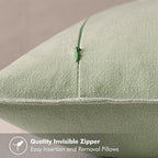 MIULEE Decorative Linen Pillow Covers 20x20 Inch Light Green ​Boho Farmhouse​ - Image 3