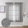 Lecloud Leia Clip Textured Charcoal Grey Sheer Curtains 63 Inch Length 2 Panels by Lecloud