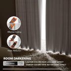 Deconovo Blackout Curtains, Thermal Insulated, W52 x L45 2 Panels, Back Tab - Image 6