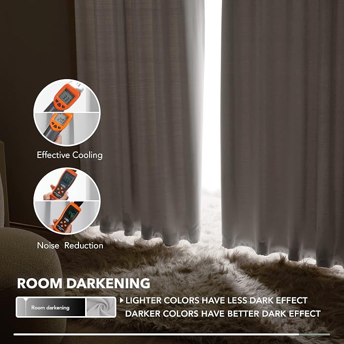 Deconovo Blackout Curtains, Thermal Insulated, W52 x L54 2 Panels, Back Tab - Image 6