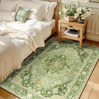 Area Rugs 3'x5' Washable Non-Slip, Floral Vintage Distress Print Pattern by RELEANY