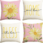 AVOIN colorlife Home Sweet Home Spring Summer Flowers Pink Throw Pillow Covers by AVOINcolorlife