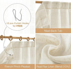 FMFUNCTEX Linen Sheer Pinch Pleated Curtains - Image 3