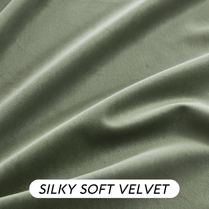 RYB HOME Sage Green Velvet Curtains 100 inches - Image 4