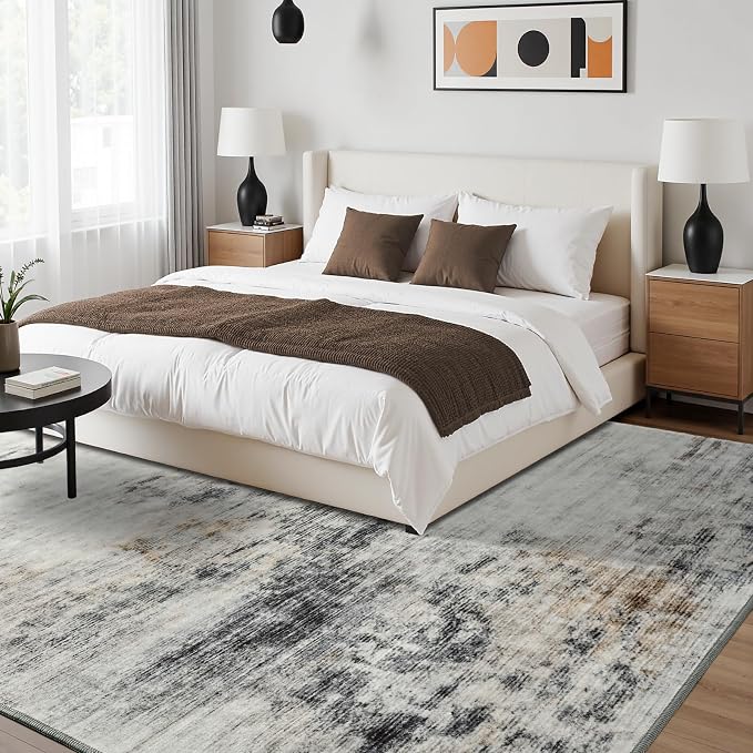 Toneed Abstract Area Rug 8x10 Modern Washable Rug Soft Non Slip Rug Low Pile - Image 4