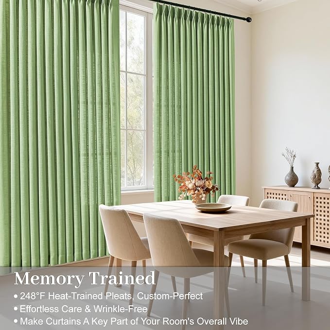 Sage Green Pinch Pleated Curtains 96 Inches Long - Image 4