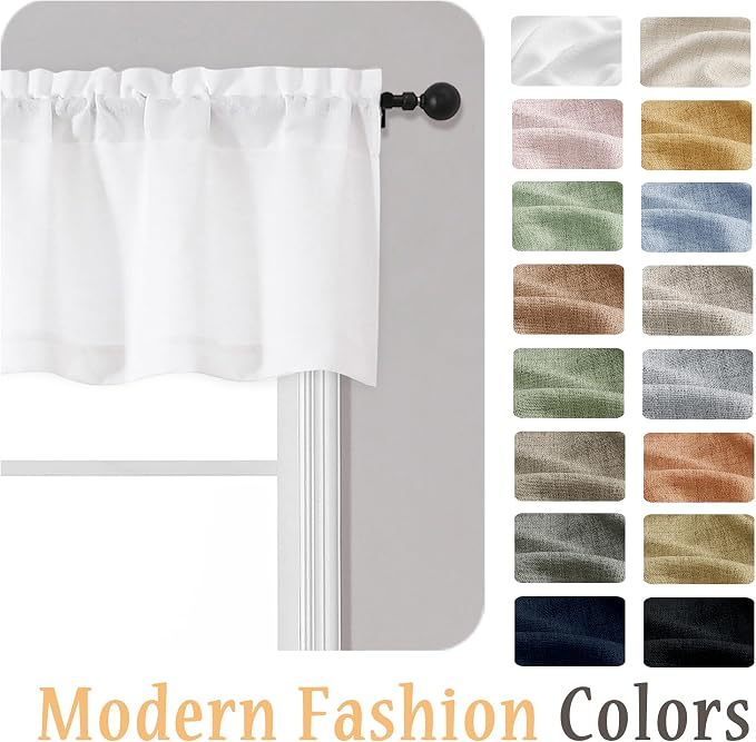 OWENIE White Valances for Windows 1 Pcs 18 Inch Length, Light Filtering - Image 8