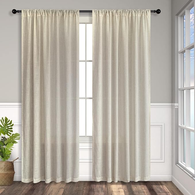 Pitalk Beige Curtains 54 Inch Length - Image 8