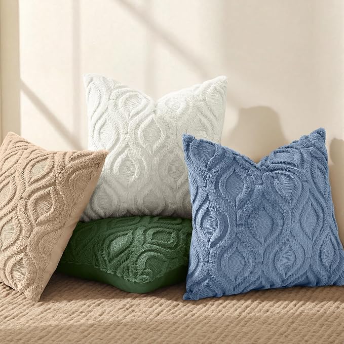 decorUhome Throw Pillow Covers 24x24 Inch Set of 2, Soft Plush Faux Wool Dusty - Image 5