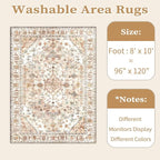 SERISSA Boho 8x10 Area Rugs Peach Cream, Washable Vintage Large Living Room Rug - Image 6