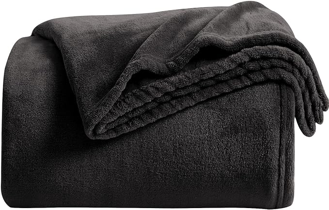 KMUSET Super Soft Throw Blanket Premium Silky Flannel Fleece Twin Size Black by COZYBLANKETHappyHomeLife