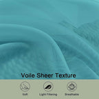 OWENIE Turquoise Sheer Curtain 90 Inches Long 2 Panels Set, Solid Filmy Drapes - Image 5
