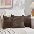 Fancy Homi 2 Packs Dark Brown Lumbar Decorative Throw Pillow Covers 14x24 Inch by Fancy+Homi