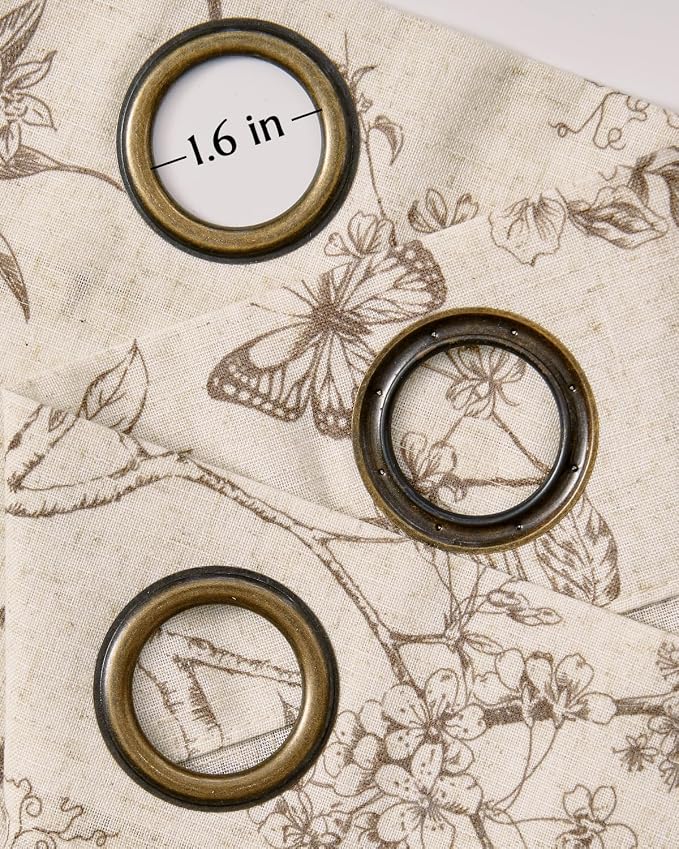 jinchan Floral Linen Curtains for Living Room 96 Inch Length Butterfly Curtain - Image 6