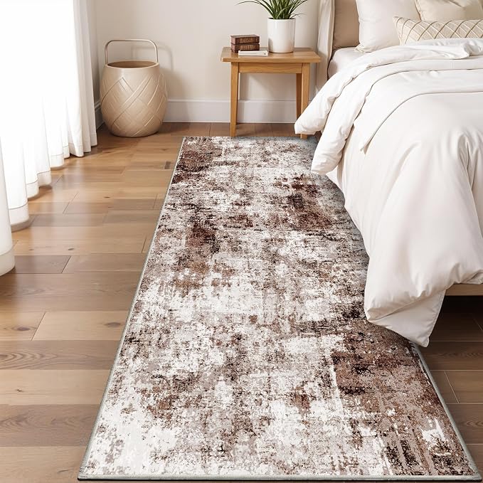 2x6 Washable Runner Rugs for Hallway: Easy-to-Clean Abstract Runners for - Image 2
