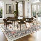 Area Rugs 7'x9' Washable Non-Slip, Floral Vintage Distress Print Pattern by RELEANY