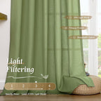 LAMIT Green Linen Curtains for Small Windows, 45 Inches Long Light Filtering - Image 4