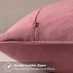 MIULEE Decorative Linen Pillow Covers 18x18 Inch Cranberry Red ​Boho Farmhouse​ - Image 3