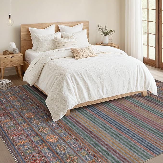 Nakagishi 6X9 Area Rugs Living Room: Washable Large Vintage Rug Neutral - Image 5