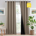 NICETOWN 100% Blackout Tan Curtains 96 inch Long, Grommet Thermal Insulated by NICETOWN