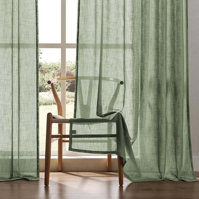 Joydeco Linen Curtains 84 Inch Length 2 Panel Sets, Light Filtering Curtains - Image 5