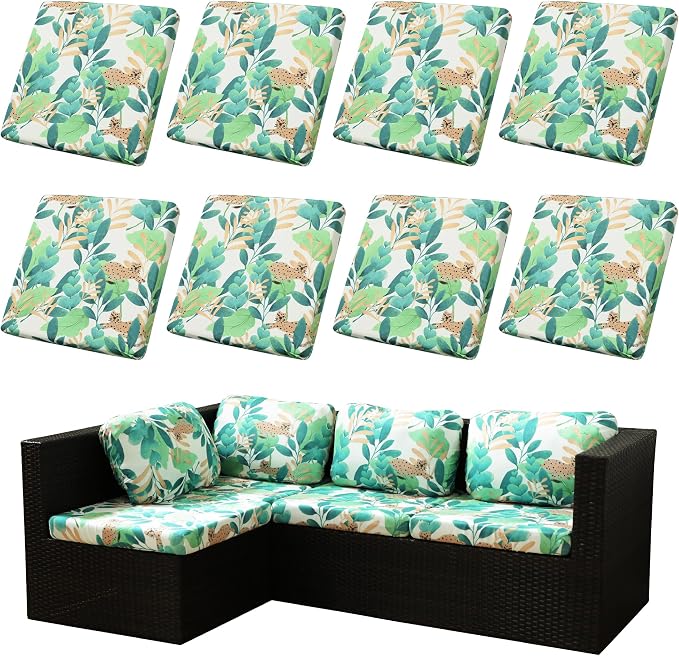 8Pcs Stretch Patio Cushion Covers, Outdoor Couch Covers Replacement, Outdoor by BIETYONE