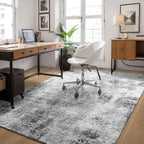 Entryway Rug 3x5 Grey Bedroom Area Rug Washable Non Slip Abstract Boho Rugs - Image 3