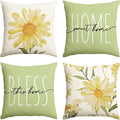 AVOIN colorlife Home Sweet Home Spring Summer Flowers Green Throw Pillow Covers by AVOINcolorlife