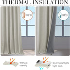 RYB HOME 100% Blackout Cream Curtains, Linen Texture Thermal Insulated Drapes - Image 5