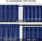 Classic Blue Linen Curtains 90 Inch Long 2 Panels Set - Image 2