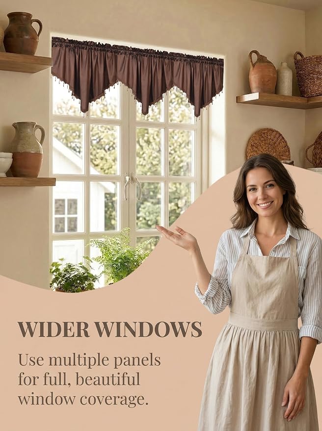 Molaxhome Swag Curtain 51 inch Length Rod Pocket Scalloped Curtain Valance - Image 5